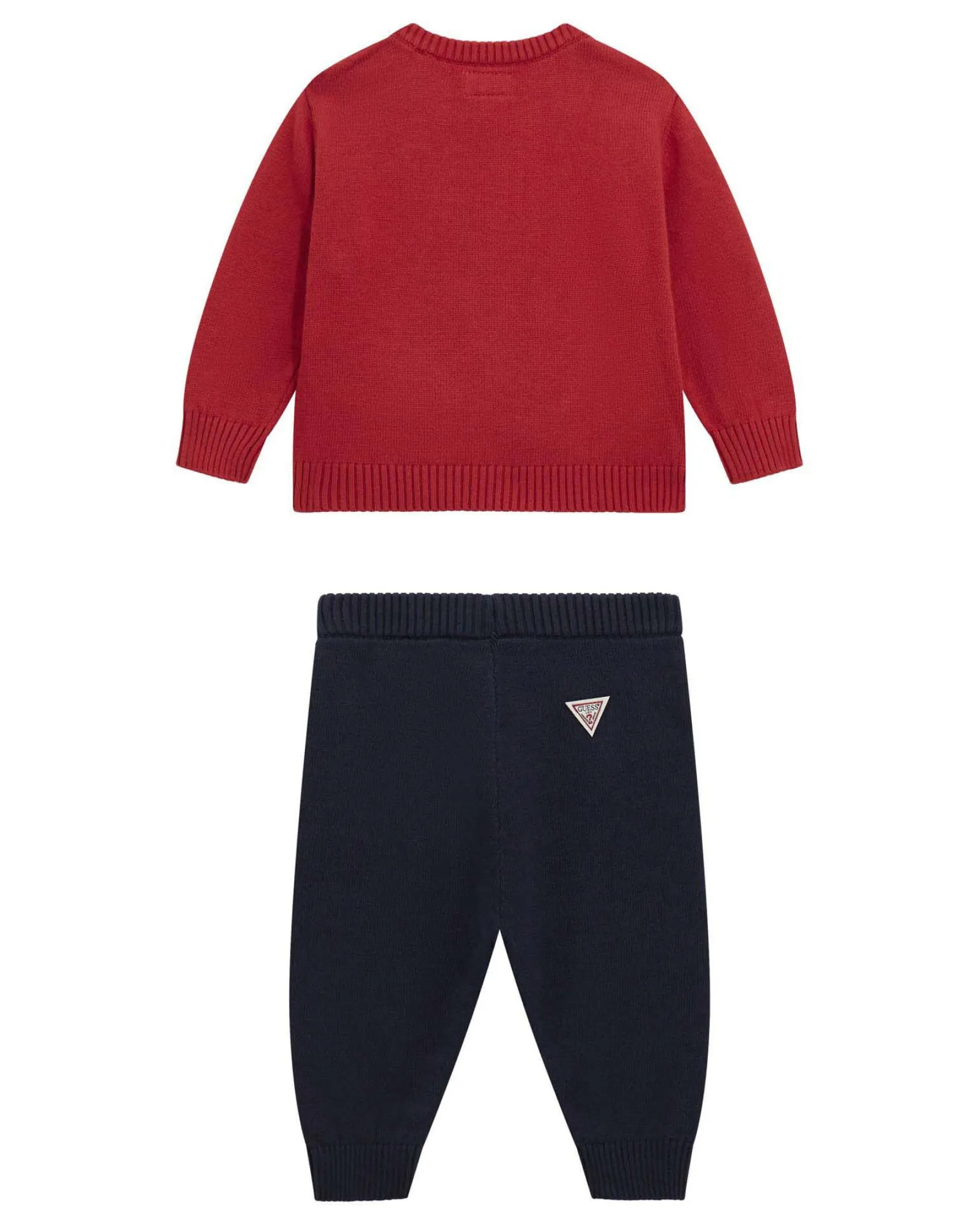 Completo Guess rosso e blu in maglia con orsetto tricot