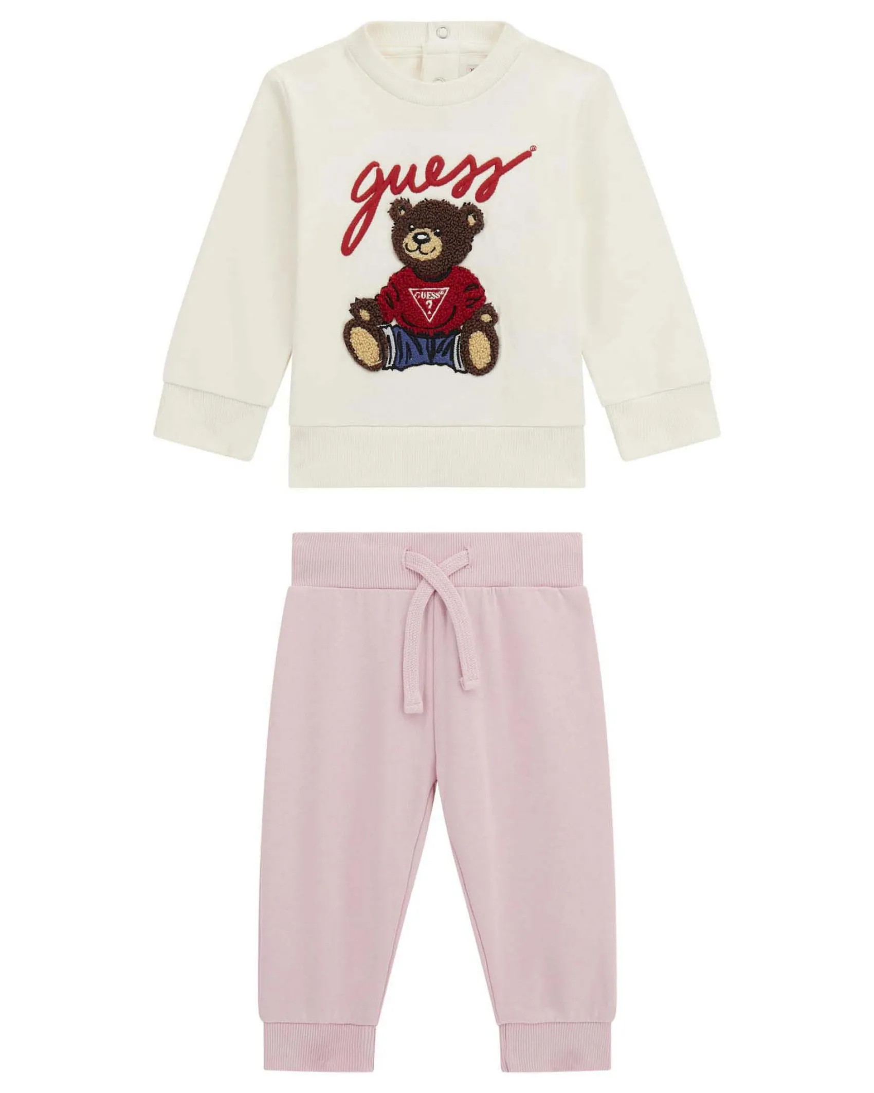 Completo in puro cotone con maglia e jogger con orsetto e scritta logo