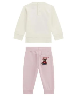 Completo in puro cotone con maglia e jogger con orsetto e scritta logo