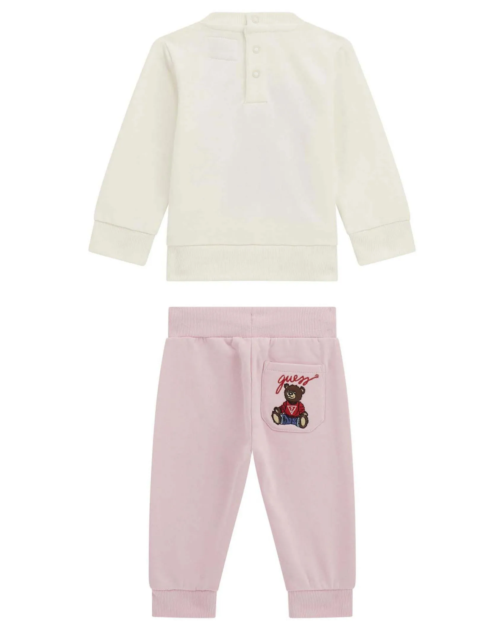 Completo in puro cotone con maglia e jogger con orsetto e scritta logo