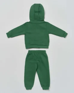 Completo Lacoste felpa e pantalone verde con body bianco