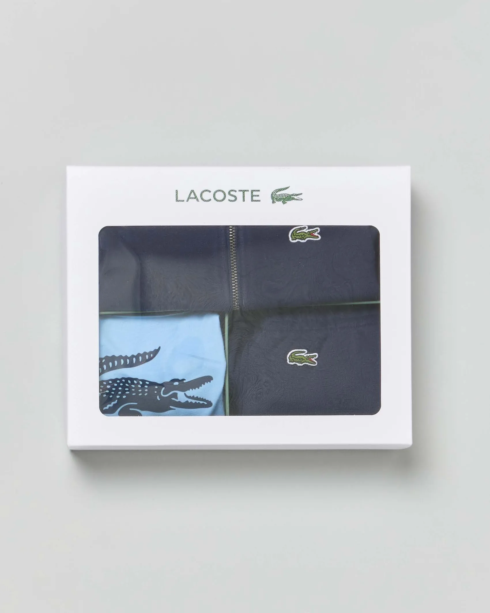 Completo Lacoste felpa e pantalone blu con body bianco