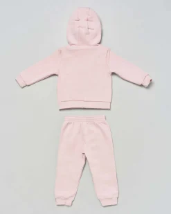 Completo Lacoste felpa e pantalone rosa con body bianco