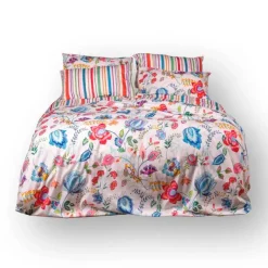 Completo lenzuola a due piazze Agathe di cotone con stampa floreale multicolor