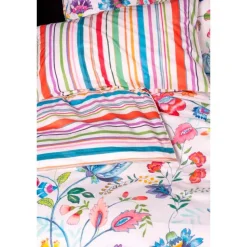 Completo lenzuola a due piazze Agathe di cotone con stampa floreale multicolor