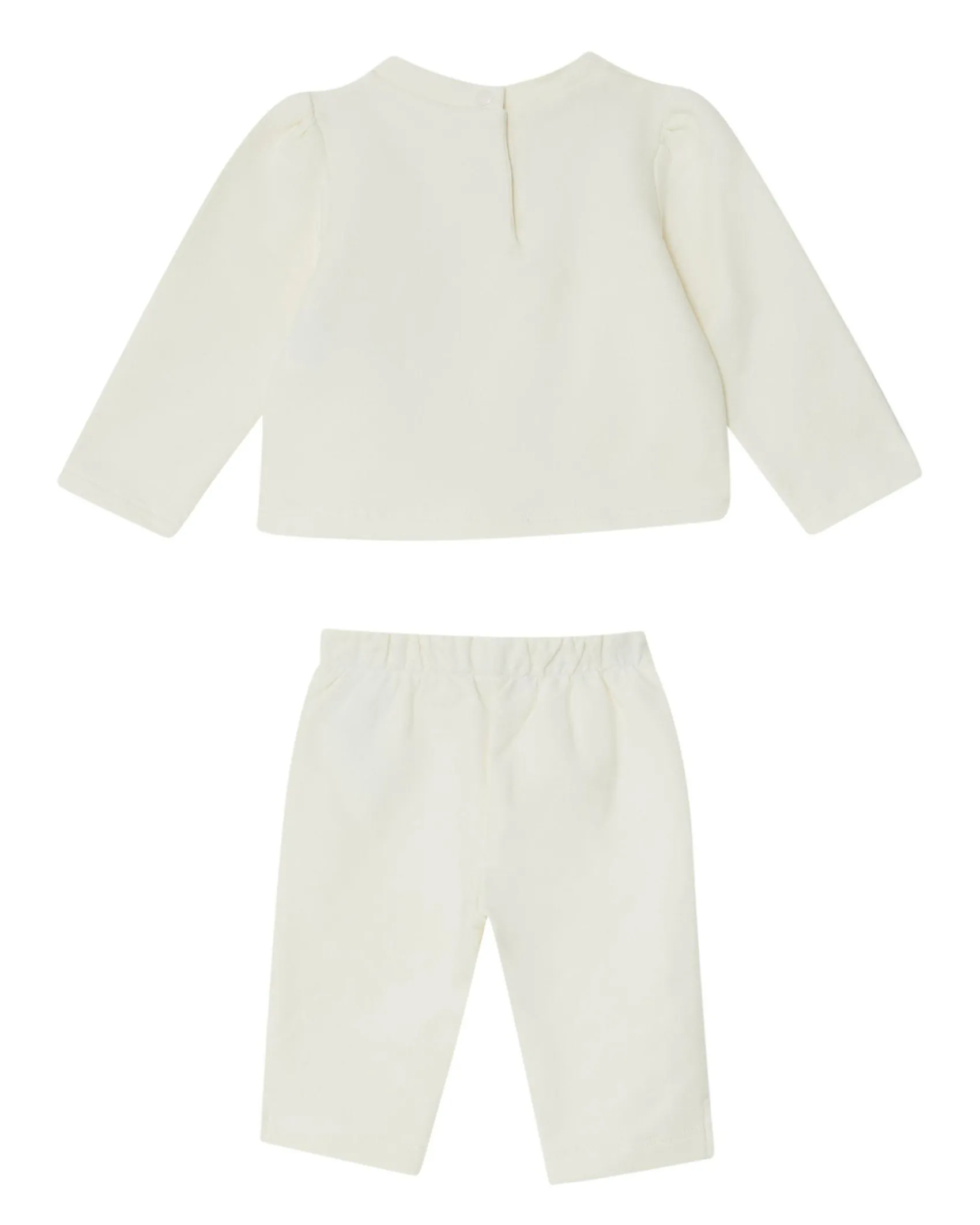 Completo Liu Jo bianco in cotone stretch con fiocchi in strass dorati