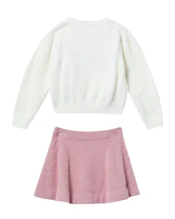 Completo Liu Jo punto pelliccia bianco e rosa