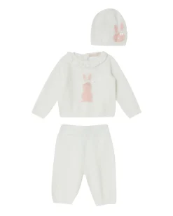 Completo Liu-Jo bianco in misto viscosa e cotone con coniglietto rosa