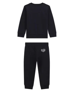 Completo maglia e pantalone Guess blu in felpa di puro cotone