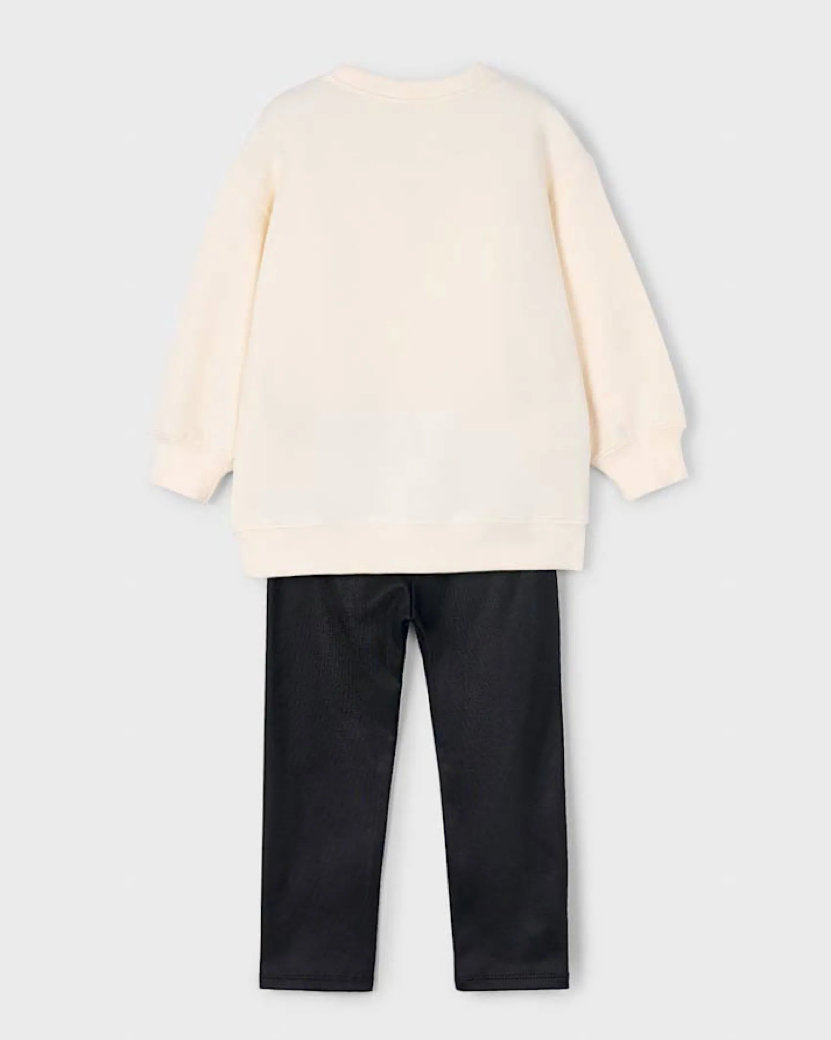 Completo Mayoral pullover avorio e leggins nero con orsetto marsupio