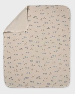 Coperta Mayoral color sabbia in misto viscosa con fantasia animaletti della savana