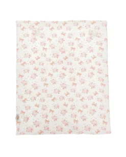 Copertina Monnalisa avorio con fantasia cagnolino e rose in puro cotone
