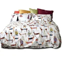 Copripiumino a due piazze double-face Polar in cotone con stampa multicolor