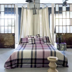 Copripiumino Venus a due piazze in cotone a fantasia tartan rosa e beige 255x200