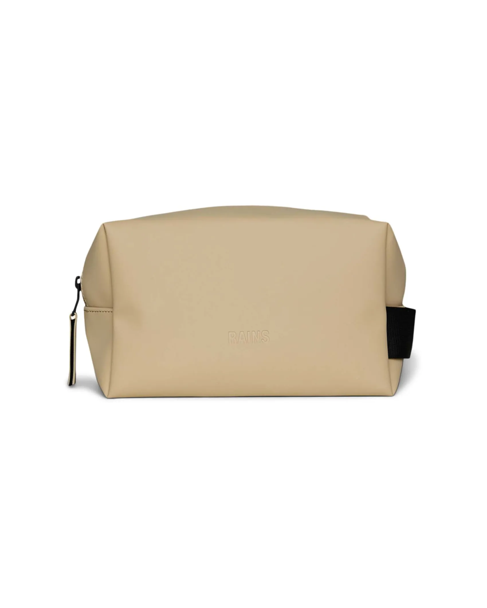 Cosmetic bag color sabbia in tessuto impermeabile effetto metallizzato con scritta logo