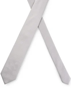 Cravatta argento micro armatura in misto seta