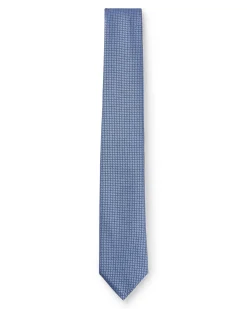 Cravatta blu indaco micro armatura in misto seta