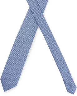Cravatta blu indaco micro armatura in misto seta