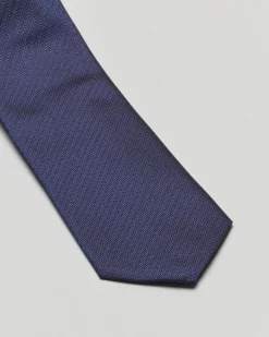 Cravatta blu micro armatura in pura seta