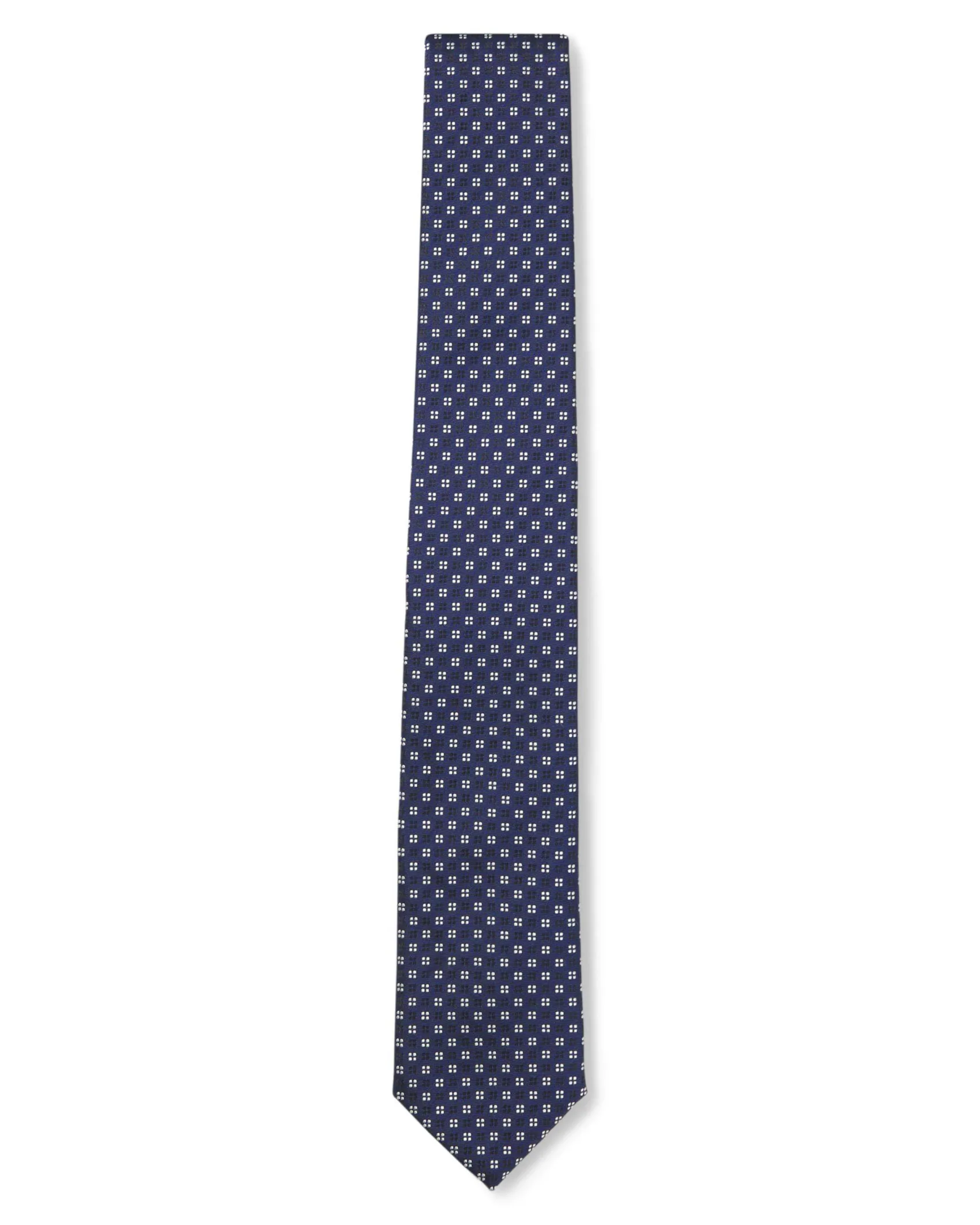 Cravatta Boss blu in misto seta con motivo a fiorellino jacquard