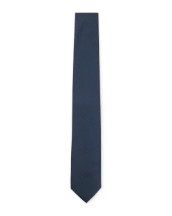 Cravatta Boss blu in misto seta mirco armatura