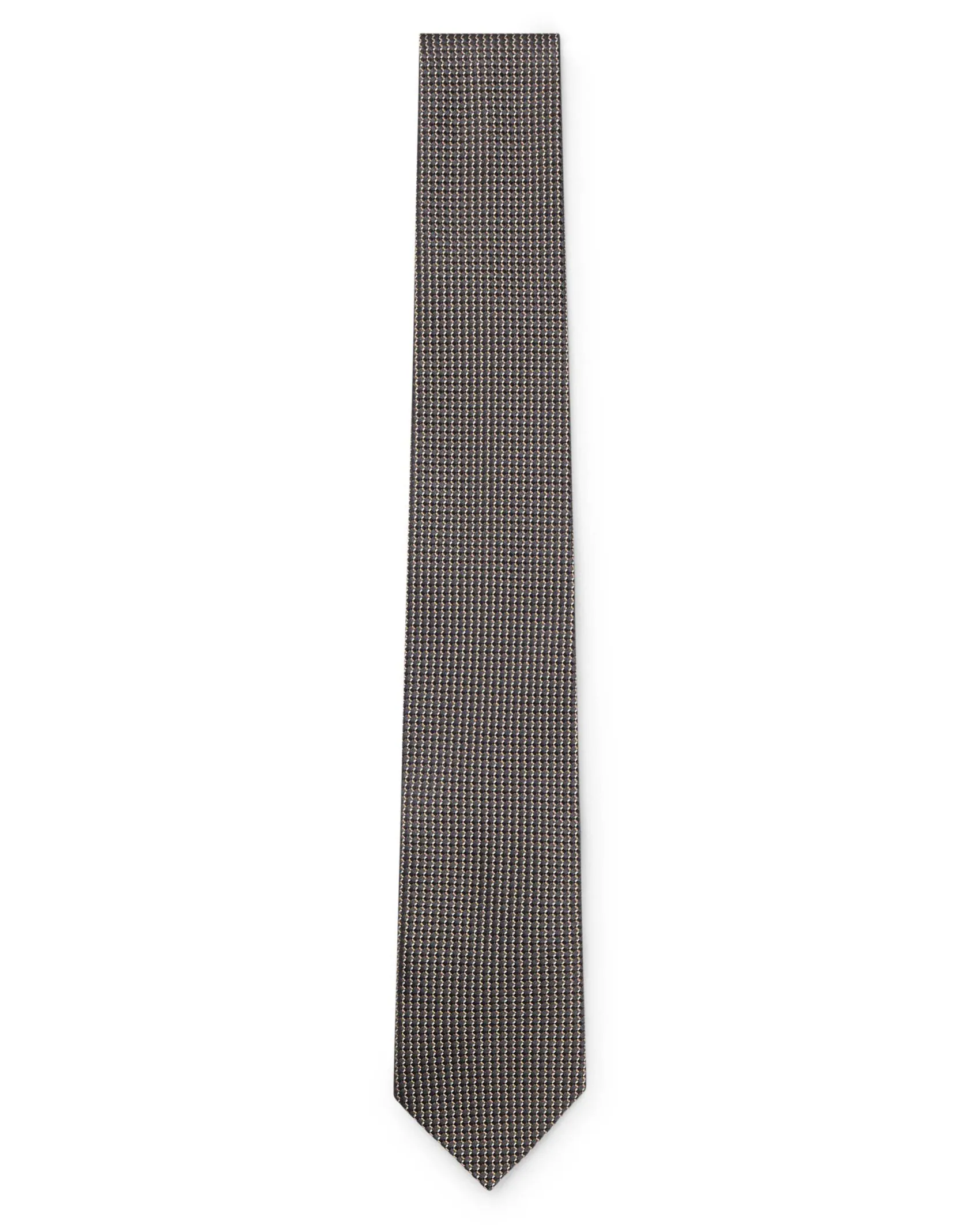 Cravatta Boss color noce in pura seta con micro motivo jacquard