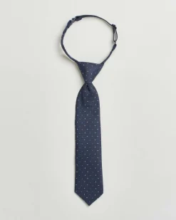 Cravatta Mayoral blu con micro fantasia bianca azzurra