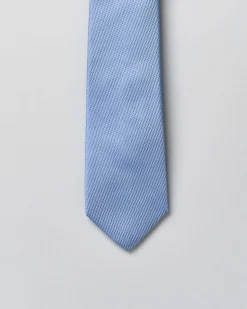 Cravatta Pellizzari azzurra micro armatura in pura seta