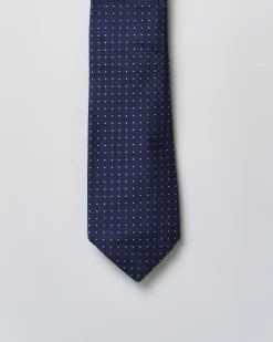 Cravatta Pellizzari blu micro pois in pura seta