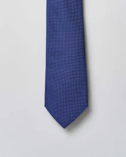 Cravatta Pellizzari blu royal tinta unita in reps di pura seta