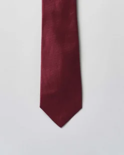 Cravatta Pellizzari bordeaux tinta unita in reps di pura seta