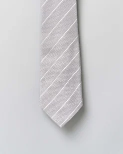 Cravatta Pellizzari regimental ghiaccio in pura seta