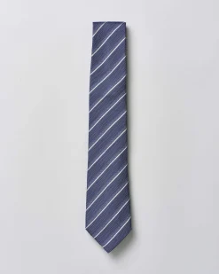 Cravatta Pellizzari regimental blu in pura seta