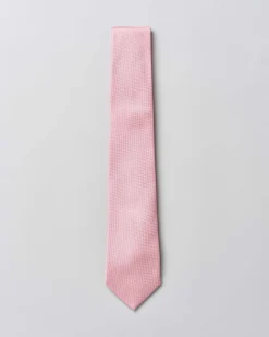 Cravatta Pellizzari rosa tinta unita in reps di pura seta