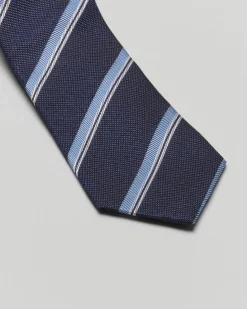 Cravatta regimental blu e azzurra in misto cotone e seta