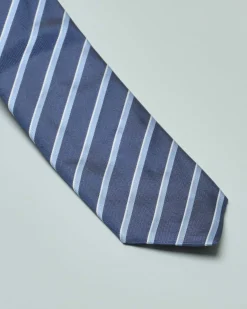 Cravatta regimental blu e azzurra in pura seta