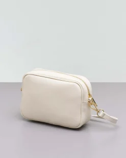 Cross bag bianca in pelle effetto martellato
