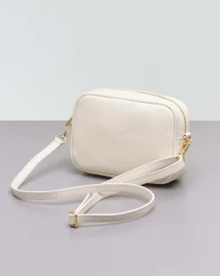 Cross bag bianca in pelle effetto martellato