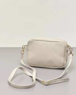 Cross bag color avorio in pelle effetto martellato