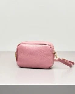 Cross bag in pelle rosa antico effetto martellato