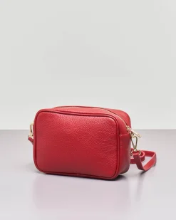Cross bag in pelle rossa effetto martellato