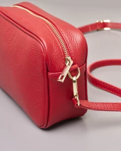 Cross bag in pelle rossa effetto martellato