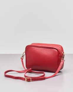 Cross bag in pelle rossa effetto martellato