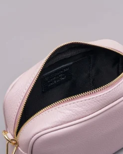 Cross bag rosa cipria in pelle effetto martellato