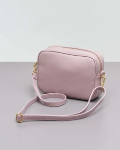 Cross bag rosa cipria in pelle effetto martellato