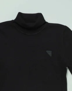 Dolcevita Antony Morato nero in viscosa stretch con patch gommato sul petto