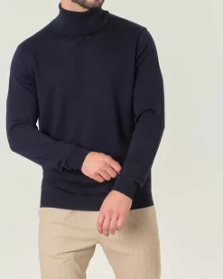 Dolcevita Pellizzari blu navy in pura lana merino