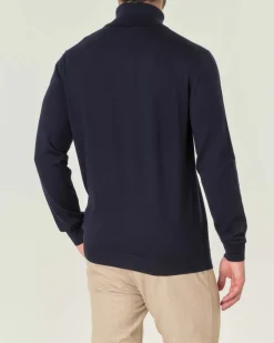 Dolcevita Pellizzari blu navy in pura lana merino