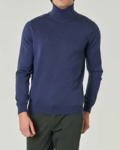 Dolcevita Pellizzari blu melange in pura lana merino