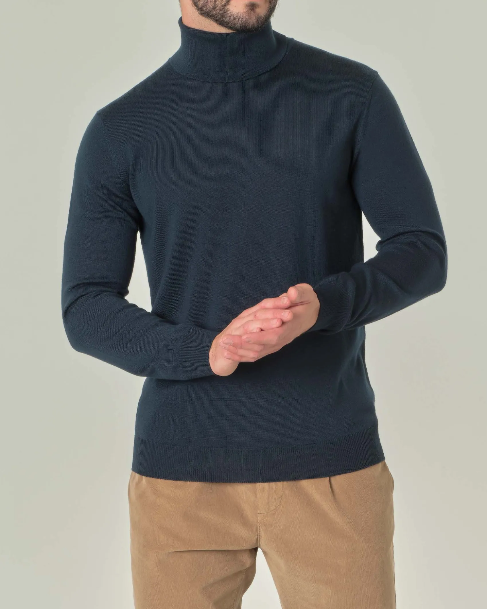 Dolcevita Pellizzari verde bottiglia in pura lana merino
